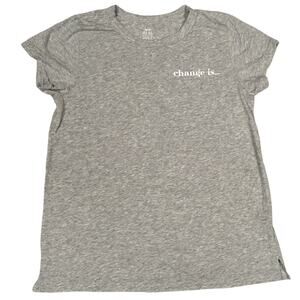 Aerie T-Shirt Real Soft Grey Change Is Short Sleeve Women's M AerieREAL Campaign